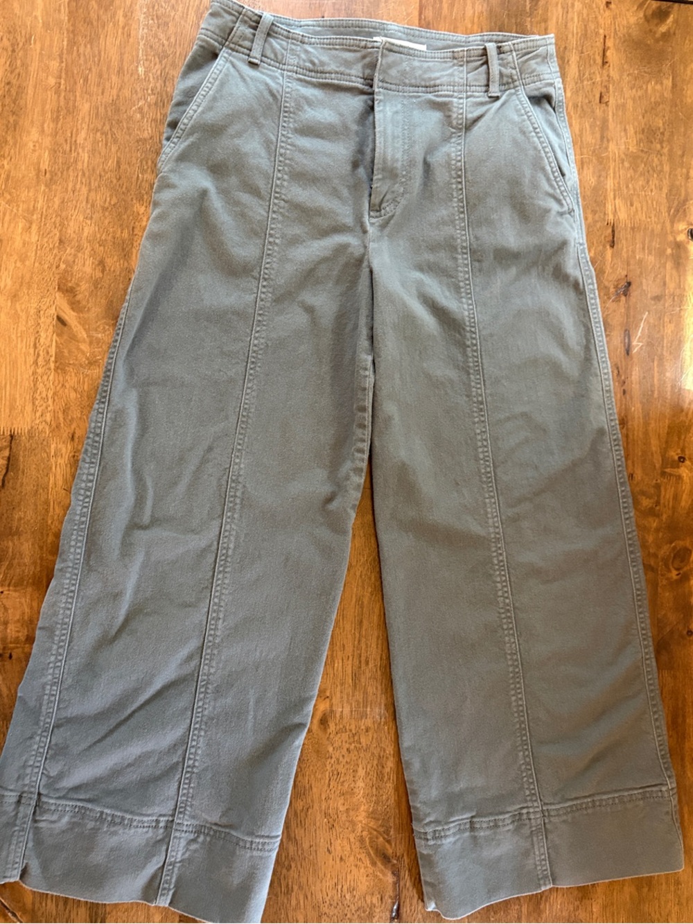 LOFT Olive Green Wide-Leg Chinos